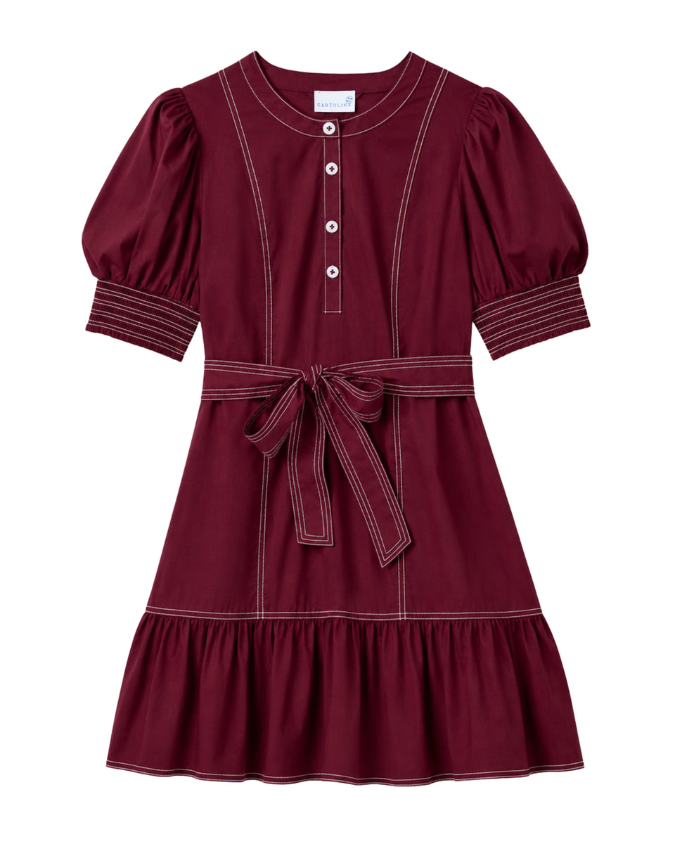 GD26 Bonnie Mini Dress-Maroon XS