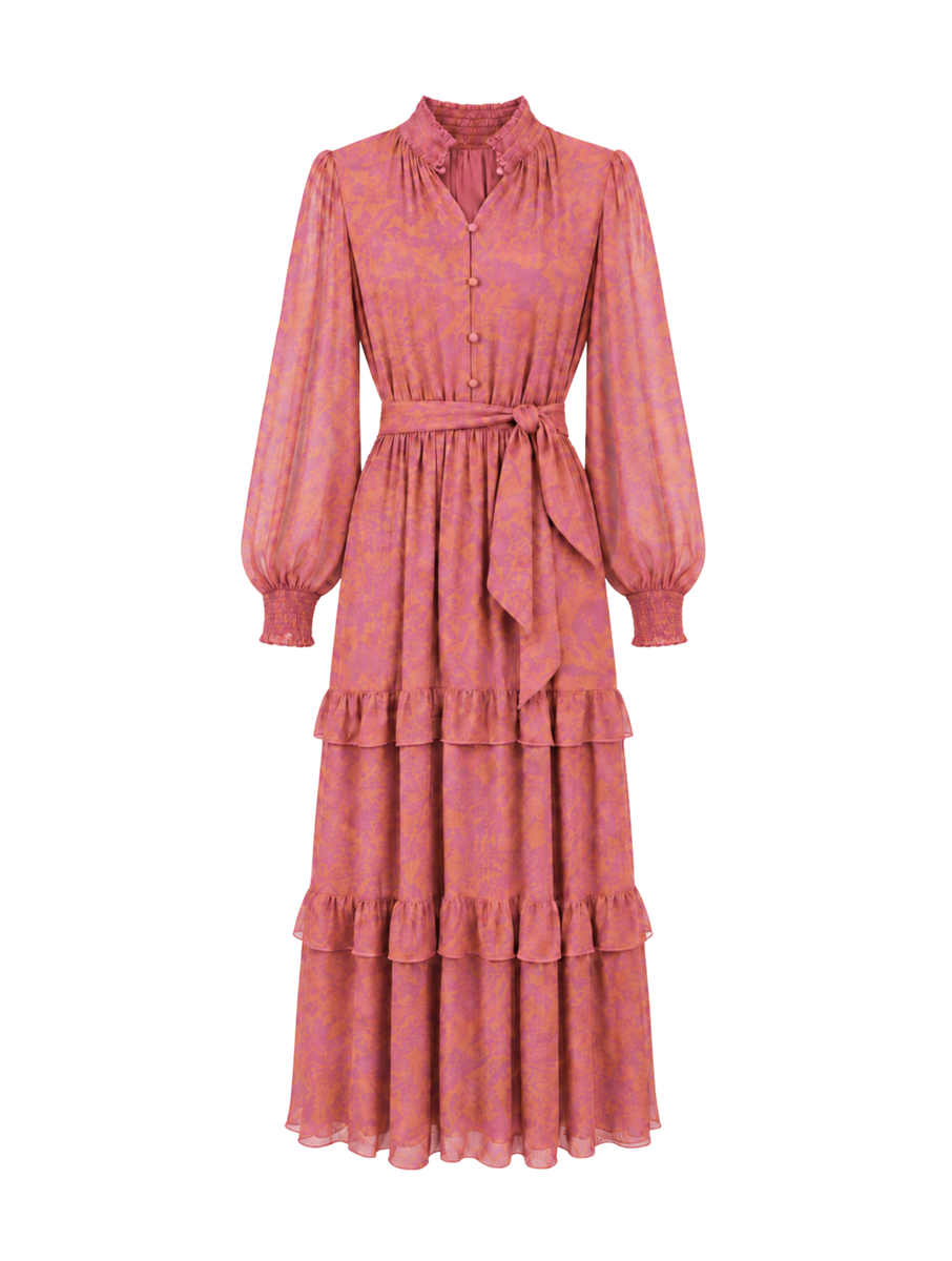Cartolina HO26 Lorelei Ls Dress-Tualatin Hills Floral-Orchid Purple