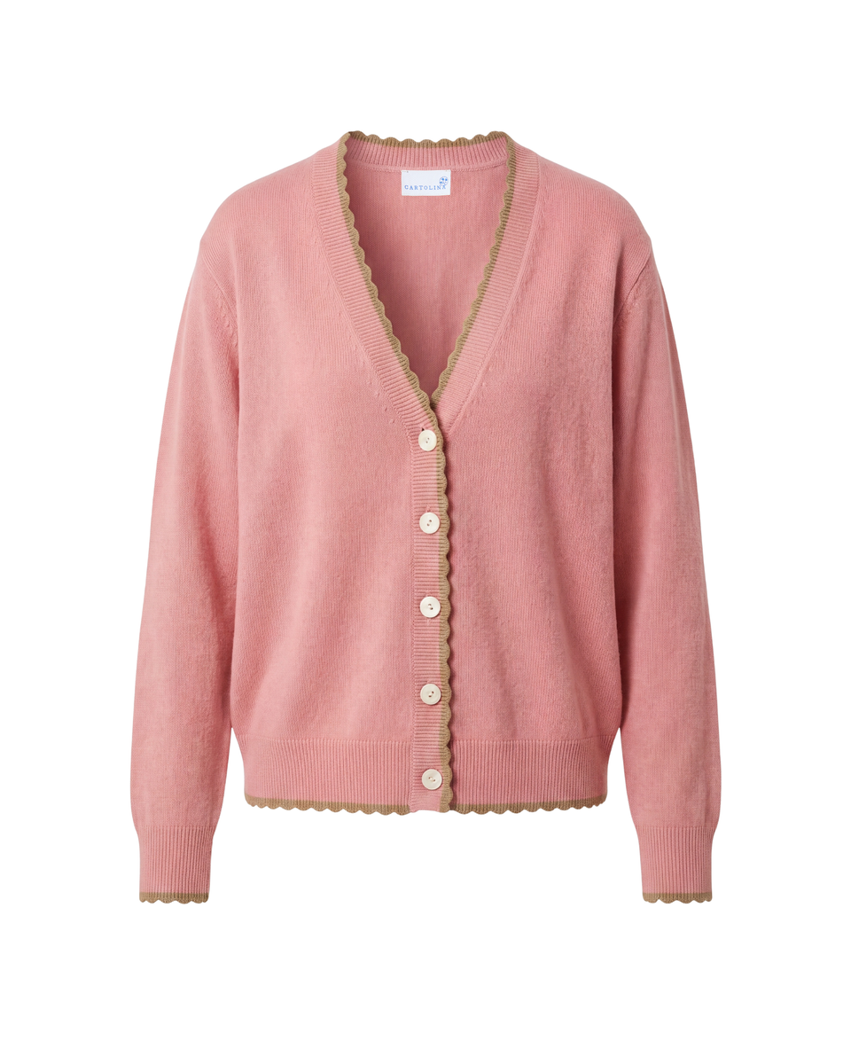 Cartolina FA26 Elissa Cashmere Cardigan-Coral