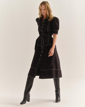 Francesca Midi Dress-Noir – Cartolina