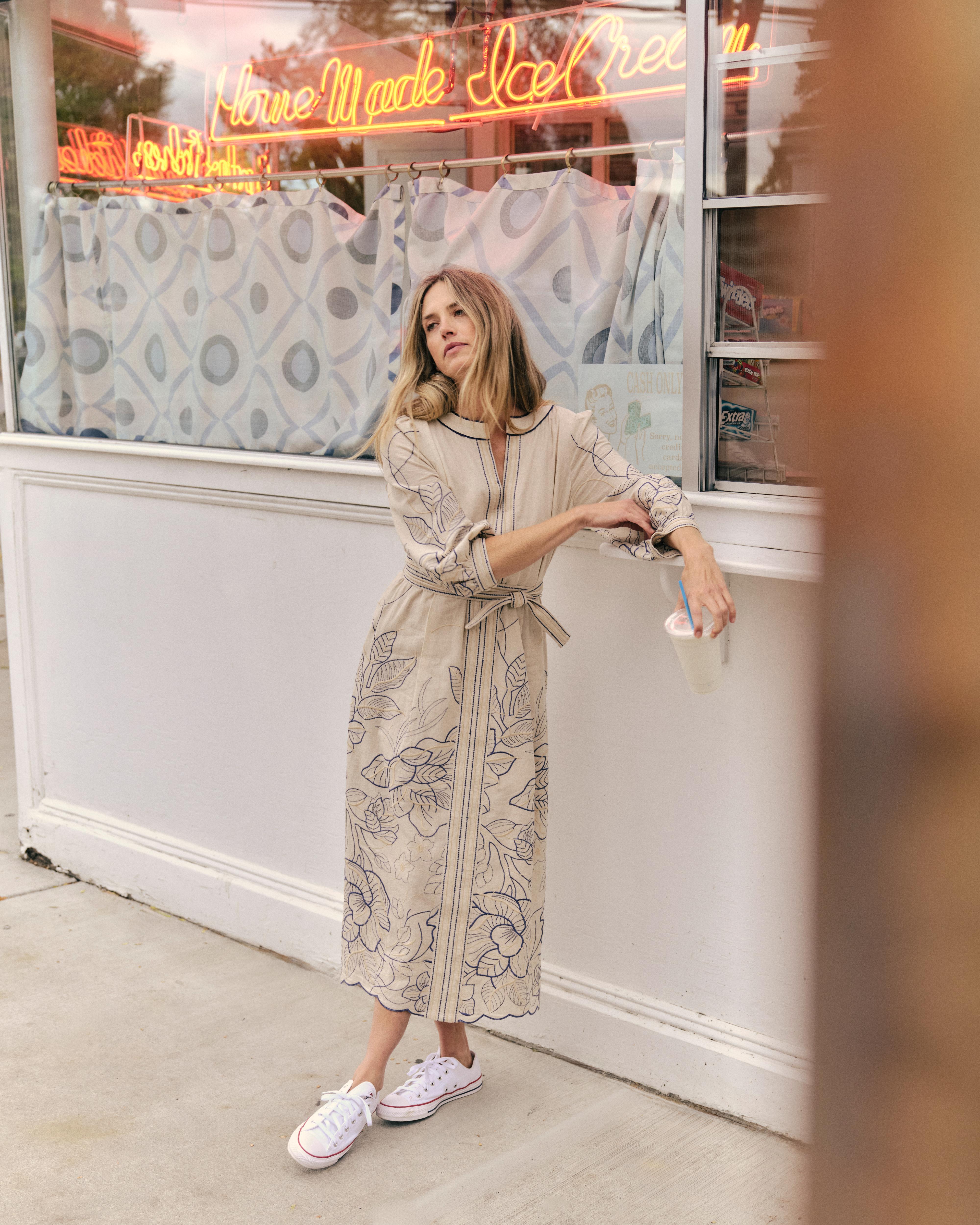 Sandy Midi Dress-Natural Linen L Sandy Midi Dress-Natural Linen L