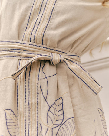 seina midi dress in natural linen Lpa Seina Midi Dress