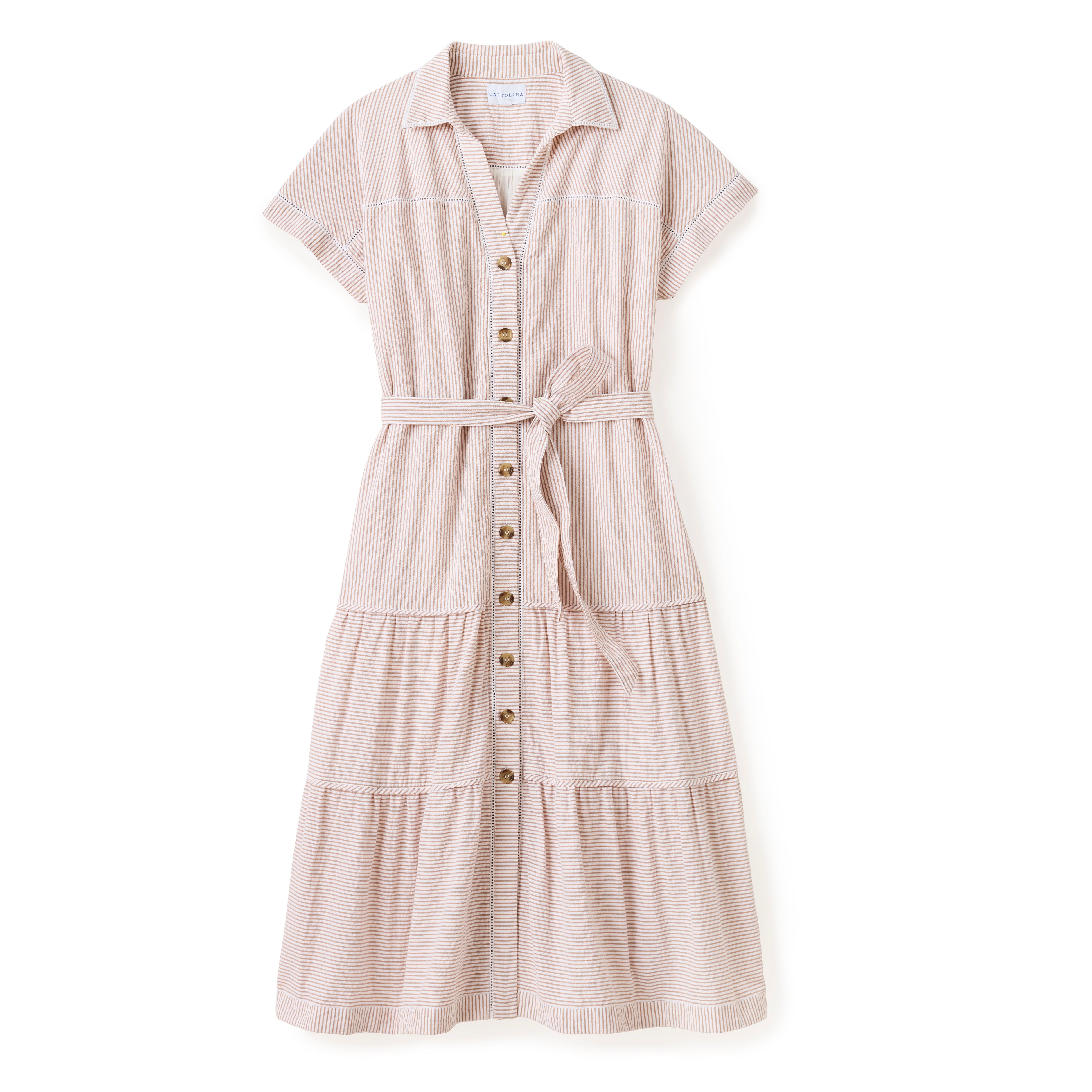 SP26 Adriana Shirt Dress-Camel Stripe – Cartolina